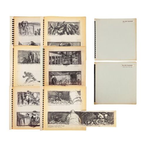 Lot #939: BLADE RUNNER (1982) - Geoff Hutchins Collection: Two Sherman Labby Storyboard Books - Replicant Factory and Leon (Brion James) Hotel