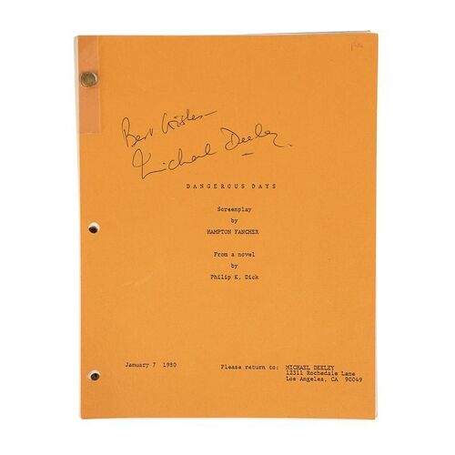 Lot #944: BLADE RUNNER (1982) - Geoff Hutchins Collection: January 1980 100-page Draft Script Autographed by Michael Deeley