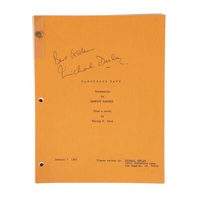 Lot #944: BLADE RUNNER (1982) - Geoff Hutchins Collection: January 1980 100-page Draft Script Autographed by Michael Deeley