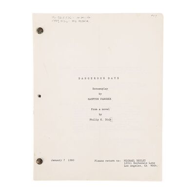 Lot #945: BLADE RUNNER (1982) - Geoff Hutchins Collection: January 1980 100-page Draft Script Titled "Dangerous Days"