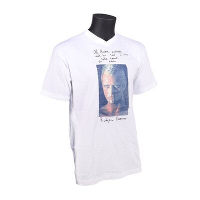 Lot #953: BLADE RUNNER (1982) - Geoff Hutchins Collection: Rutger Hauer Autographed T-shirt