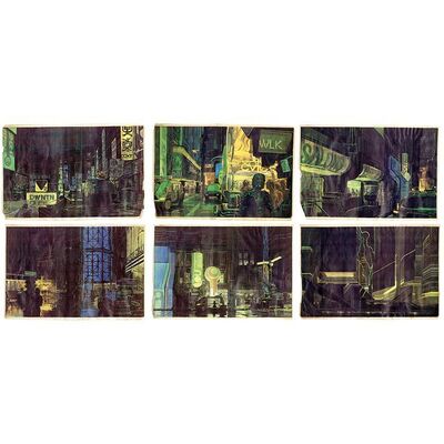 Lot #959: BLADE RUNNER (1982) - Set of Six Printed Syd Mead Concept Artworks