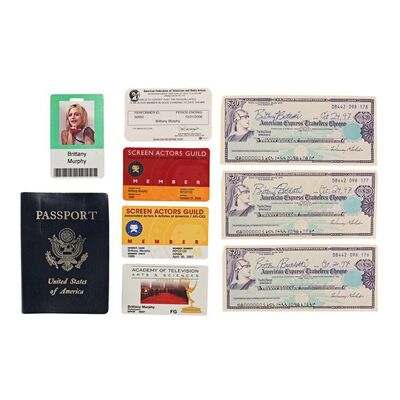 Lot #968: BRITTANY MURPHY - Brittany Murphy's Passport, Membership Cards and Three Cheques