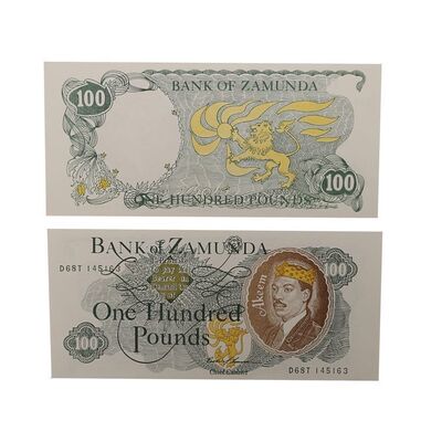 Lot #992: COMING TO AMERICA (1988) - Pair of Bank of Zamunda One Hundred Pound Notes