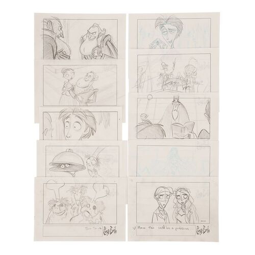 Lot #998: CORPSE BRIDE (2005) - Hand-drawn Storyboards