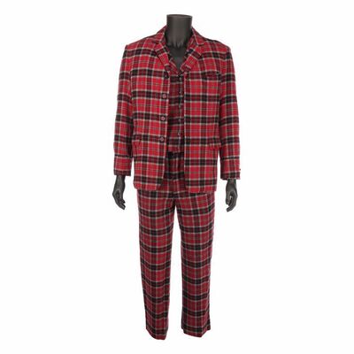 Lot #1013: DEAD MAN (1995) - William Blake's (Johnny Depp) Screen-matched Red Tartan Suit