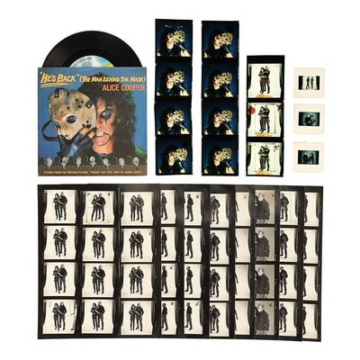 Lot #1081: FRIDAY THE 13TH PART VI: JASON LIVES (1986) - Mario Kirner Collection: Alice Cooper Theme Song Vinyl and Shoot Materials