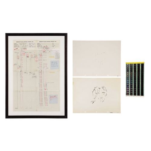 Lot #1093: JASON GOES TO HELL: THE FINAL FRIDAY (1993) - Mario Kirner Collection: Framed Optical Animation Instruction Sheet, Hand-drawn Matte Cells and Colour Correction Slides