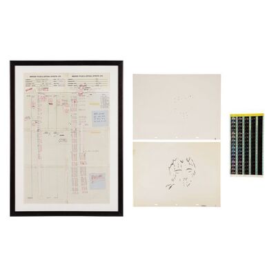 Lot #1093: JASON GOES TO HELL: THE FINAL FRIDAY (1993) - Mario Kirner Collection: Framed Optical Animation Instruction Sheet, Hand-drawn Matte Cells and Colour Correction Slides