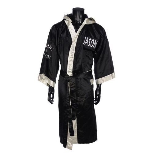 Lot #1099: FREDDY VS. JASON (2003) - Mario Kirner Collection: Autographed "Jason" Boxing Robe and "Death Match" Passes