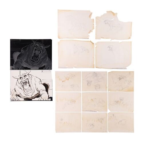 Lot #1127: GHOSTBUSTERS (1984) - Richard Edlund Collection: Hand-drawn Terror Dog Sketches and Concept Prints