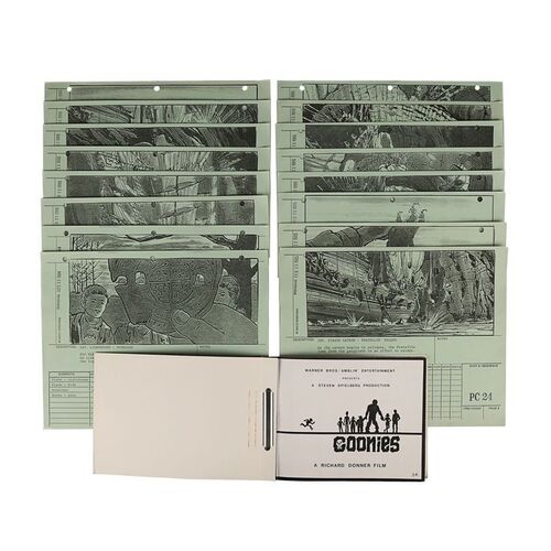 Lot #1144: THE GOONIES (1985) - Set of Storyboards and Crew Scene Book