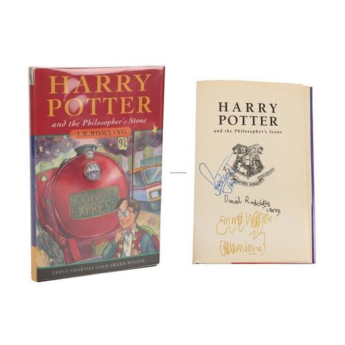 Lot #1165: HARRY POTTER AND THE PHILOSOPHER'S STONE (2001) - Daniel Radcliffe and Key Cast-autographed Hardback Book