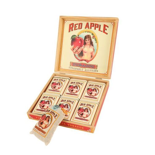 Lot #1183: THE HATEFUL EIGHT (2015) - Box of Red Apple Tobacco Tins and Tobacco Pouch