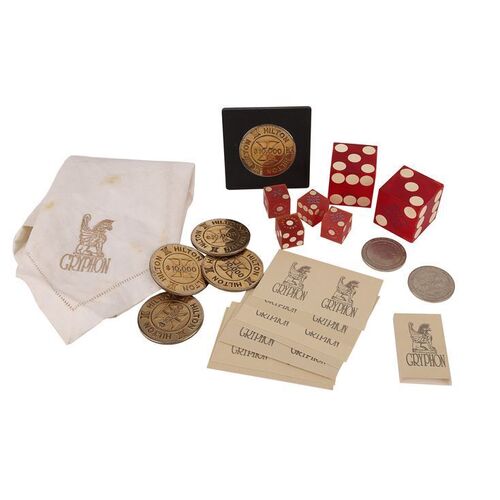 Lot #1206: INDECENT PROPOSAL (1993) - Diane Murphy's (Demi Moore) Kissing Dice, Oversized Dice, Casino Chips and Casino Items