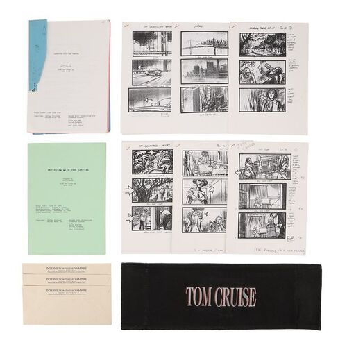Lot #1228: INTERVIEW WITH THE VAMPIRE (1994) - Nick Gillard Collection: Tom Cruise's Chair Back, Final Draft Script, Storyboards and Production Ephemera
