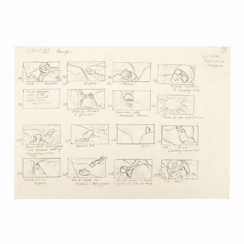 Lot #1245: JAMES BOND: ON HER MAJESTY'S SECRET SERVICE (1969) - Syd Cain Hand-drawn Storyboard Page