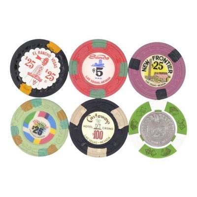 Lot #1247: JAMES BOND: DIAMONDS ARE FOREVER (1971) - Six Las Vegas Casino Chips