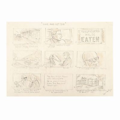 Lot #1249: JAMES BOND: LIVE AND LET DIE (1973) - Hand-drawn Syd Cain Storyboard Page