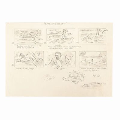 Lot #1250: JAMES BOND: LIVE AND LET DIE (1973) - Hand-drawn Syd Cain Storyboard Page