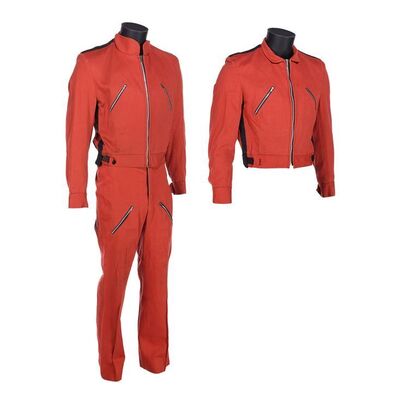 Lot #1254: JAMES BOND: THE SPY WHO LOVED ME (1977) - Peter Nelson Collection: Stromberg's Henchman Costume with Cast-autographed Jacket