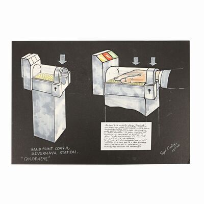 Lot #1279: JAMES BOND: GOLDENEYE (1995) - Hand-drawn Syd Cain Handprint Device Designs