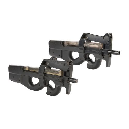 Lot #1287: JAMES BOND: THE WORLD IS NOT ENOUGH (1999) - Pair of Renard Henchmen P90 Submachine Guns