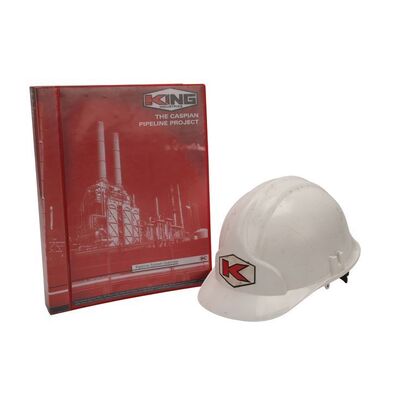 Lot #1288: THE JAMES BOND: WORLD IS NOT ENOUGH (1999) - Peter Nelson Collection: King Industries Construction Hat and Binder