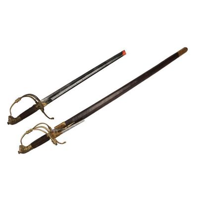 Lot #1339: THE KING'S MAN (2021) - The Shepherd's (Matthew Goode) SFX and Hero Gunswords and Scabbard