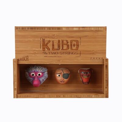 Lot #1343: KUBO AND THE TWO STRINGS (2016) - Kubo, Monkey, and Beetle Stop-Motion Puppet Faces Crew Gift