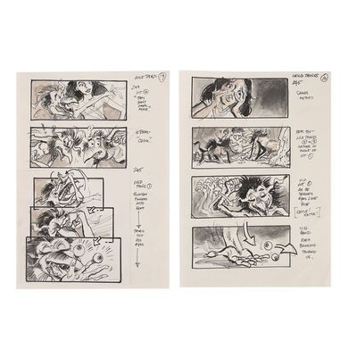 Lot #1349: LABYRINTH (1986) - Hand-drawn Martin Asbury Storyboards for The Fireys and Sarah in Pencil and Ink
