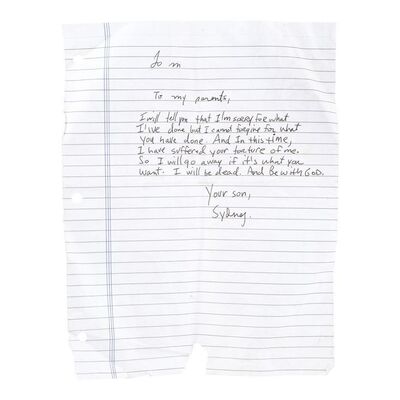 Lot #1375: MAGNOLIA (1999) - Sydney Barringer's (Chris O'Hara) Suicide Letter