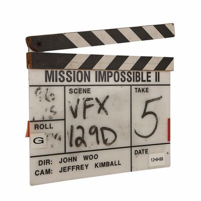 Lot #1420: MISSION: IMPOSSIBLE 2 (2000) - Production-used Clapperboard