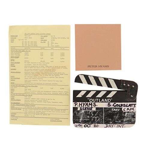 Lot #1448: OUTLAND (1981) - Production-used Insert Clapperboard and Call Sheet