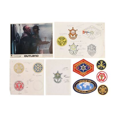 Lot #1450: OUTLAND (1981) - Hand-drawn John Mollo Concepts for Deputy Badges and Patches