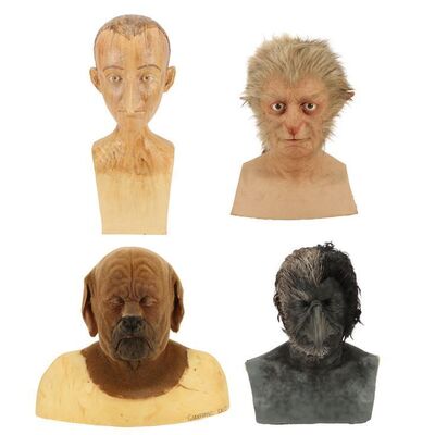Lot #1455: PINOCCHIO (2019) - Pinocchio (Federico Lelapi), Corvo (Massimiliano Gallo), Gatto (Rocco Papaleo), and Mastino (Gianfranco Gallo) Concept and Make-up-test Busts