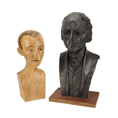 Lot #1456: PINOCCHIO (2019) - Pinocchio (Federico Lelapi) and Doctor Crow (Massimiliano Gallo) Concept Busts