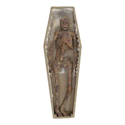 Lot #1474: POLTERGEIST (1982) - Desiccated Corpse in Coffin Model Miniature