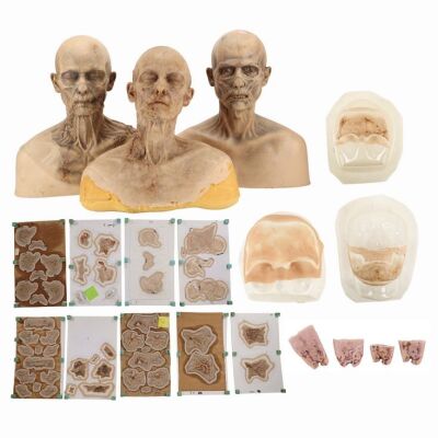 Lot #1477: PRIDE AND PREJUDICE AND ZOMBIES (2016) - Three Zombie Make-up Busts and a Collection of Wound Boards