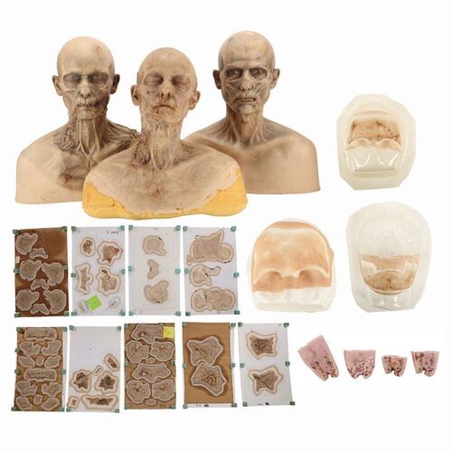Lot #1477: PRIDE AND PREJUDICE AND ZOMBIES (2016) - Three Zombie Make-up Busts and a Collection of Wound Boards
