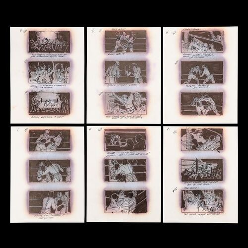 Lot #1505: ROCKY III (1982) - Six Pages of Hand-Drawn Storyboard Artwork
