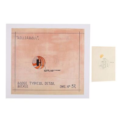 Lot #1507: ROLLERBALL (1975) - Hand-drawn and Coloured Houston Logo Concept Designs
