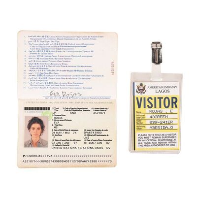 Lot #1510: SAHARA (2005) - Eva Rojas' (Penelope Cruz) UN Passport and American Embassy ID