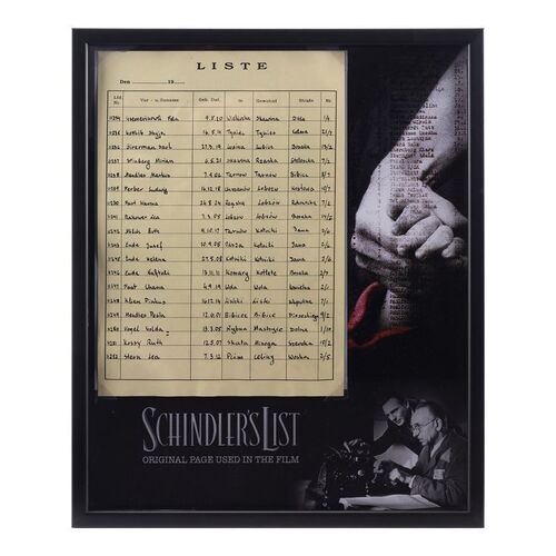 Lot #1516: SCHINDLER'S LIST (1993) - Oskar Schindler's (Liam Neeson) List