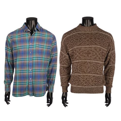 Lot #1519: SEE NO EVIL, HEAR NO EVIL (1989) - Dave's (Gene Wilder) Screen-matched Shirt and Wally's (Richard Pryor) Sweater