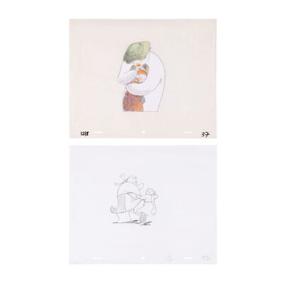 Lot #1529: THE SNOWMAN (1982) - Hand-painted Animation Cel and Preliminary Sketch