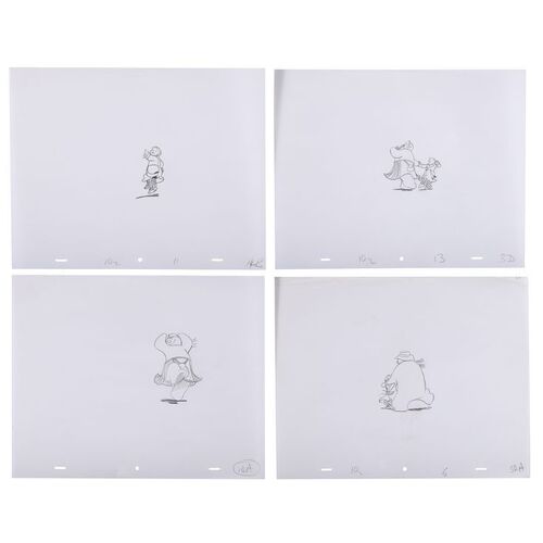 Lot #1530: THE SNOWMAN (1982) - Four Hand-drawn Dance Sequence Sketches