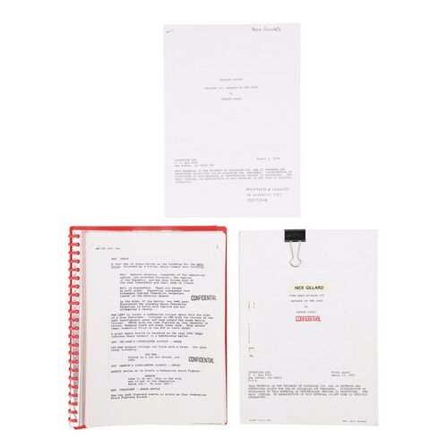 Lot #1573: STAR WARS: REVENGE OF THE SITH (2005) - Nick Gillard Collection: Two Hand-annotated Scripts and Reshoot Script