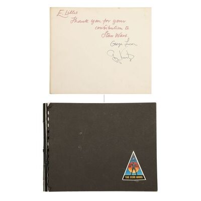 Lot #1585: STAR WARS: A NEW HOPE (1977) - Crew Gift Photo Book Autographed by George Lucas and Gary Kurtz