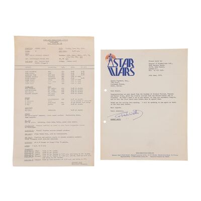 Lot #1587: STAR WARS: A NEW HOPE (1977) - Call Sheet and Letter